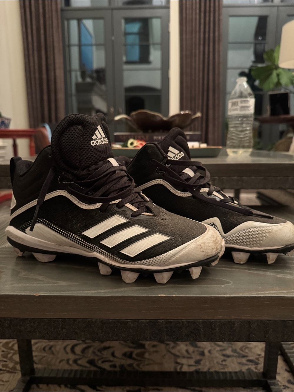 adidas Kids Black and White Cleats Sneakers